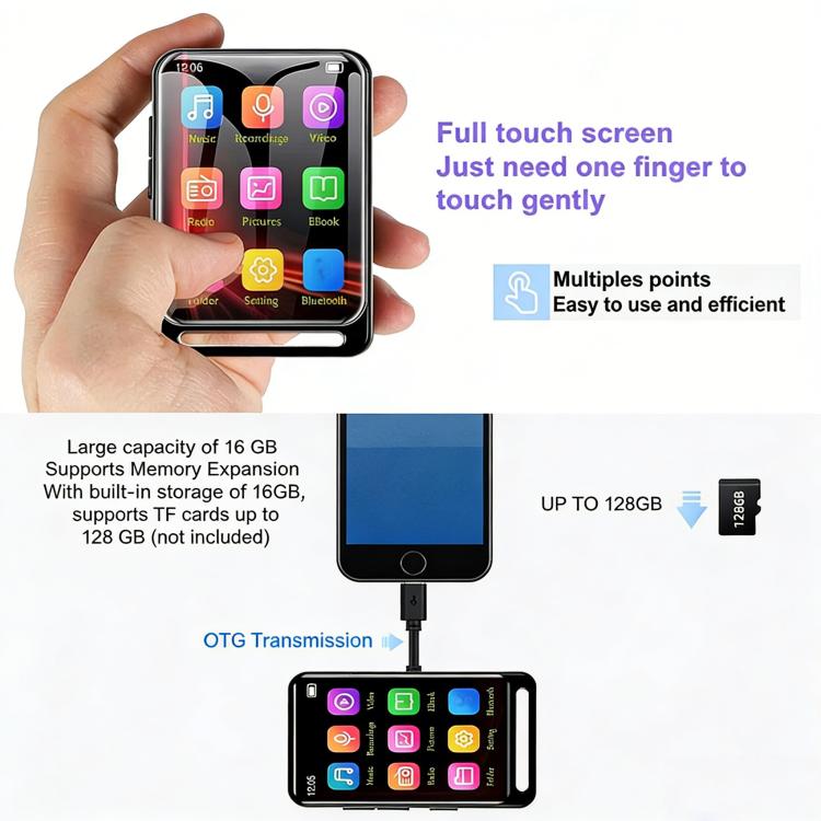Reproductor de música portátil MP3 M6 Bluetooth 5.0 con altavoz, radio FM y lector de libros electrónicos, 4GB, 8GB, 16GB, 32GB, 64GB