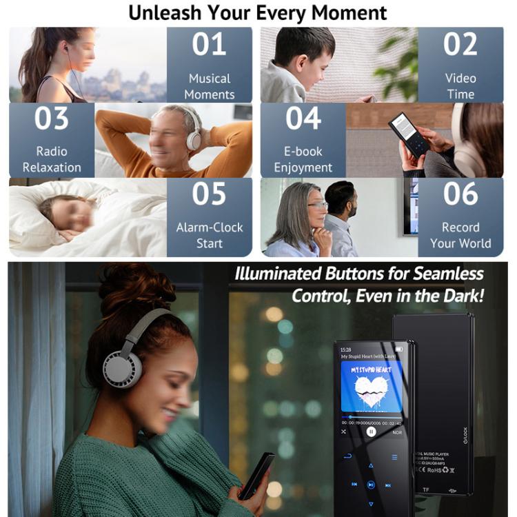 Reproductor de música MP3 Bluetooth M2 con radio FM y altavoz externo, 4GB, 8GB, 16GB, 32GB, 64GB