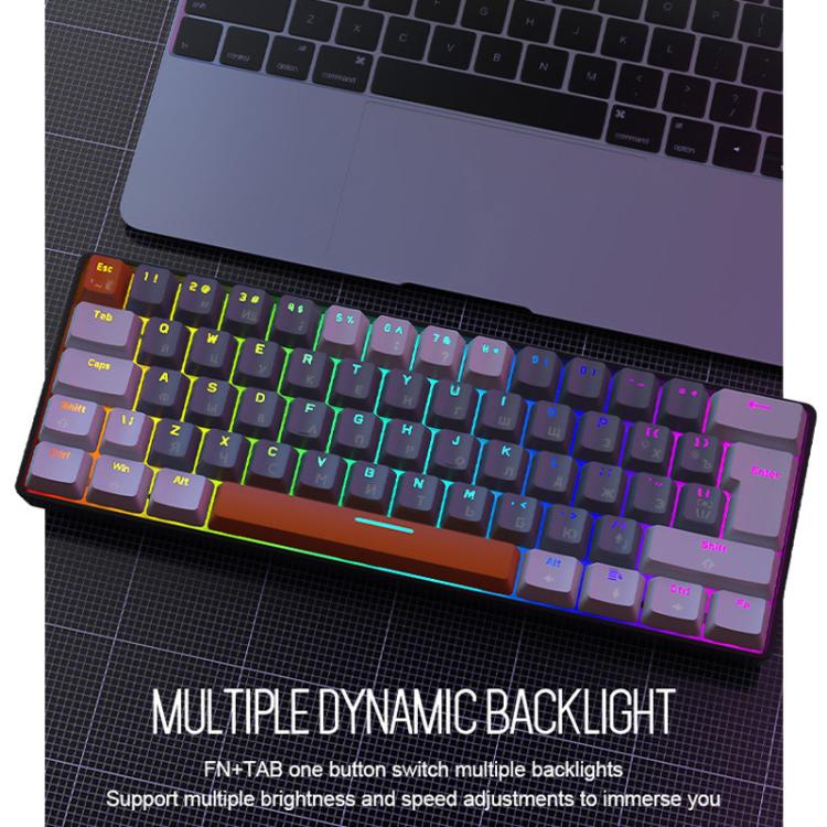 Teclado mecánico ruso ZIYOULANG T60 con cable de 1,5 m e iluminación para juegos., Microglow Blue Switch, Microglow Red Switch, Bee Blue Switch, Bee Red Switch, Blue Red Switch, Aqua Green Blue Switch, Chalk Blue Switch