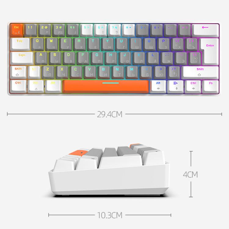 Teclado mecánico ruso ZIYOULANG T60 con cable de 1,5 m e iluminación para juegos., Microglow Blue Switch, Microglow Red Switch, Bee Blue Switch, Bee Red Switch, Blue Red Switch, Aqua Green Blue Switch, Chalk Blue Switch