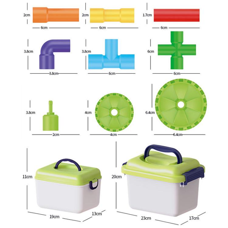 Juguetes de construcción de bloques de partículas grandes para niños, montaje de tuberías + caja de almacenamiento, 138pcs /Set, 178pcs /Set, 222pcs /Set