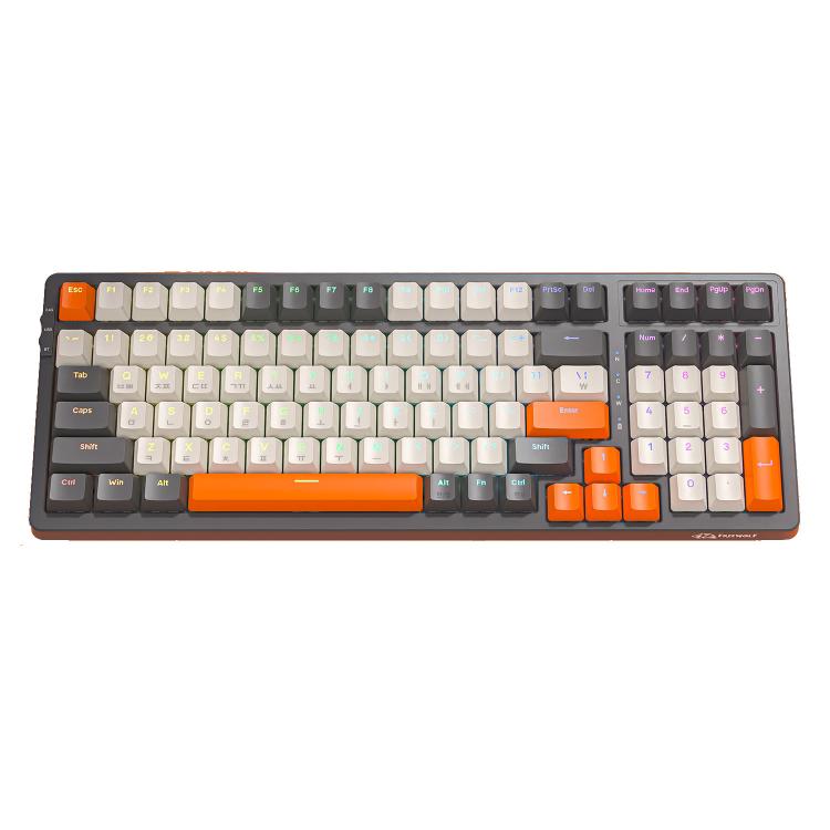 Teclado mecánico inalámbrico Bluetooth TRIMODE FREE WOLF K8 coreano con interruptores intercambiables en caliente para juegos.