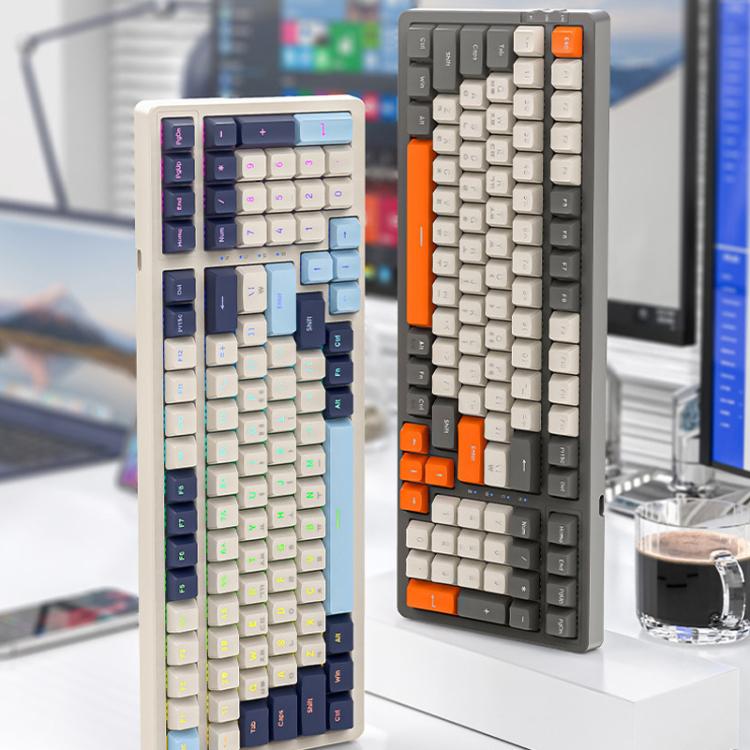Teclado mecánico inalámbrico Bluetooth TRIMODE FREE WOLF K8 coreano con interruptores intercambiables en caliente para juegos.