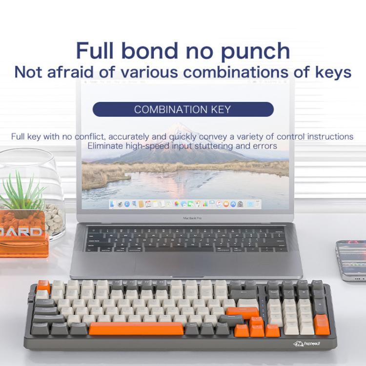 Teclado mecánico inalámbrico Bluetooth TRIMODE FREE WOLF K8 coreano con interruptores intercambiables en caliente para juegos.