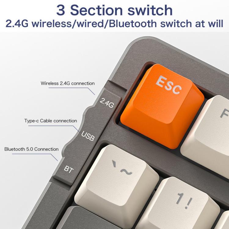 Teclado mecánico inalámbrico Bluetooth TRIMODE FREE WOLF K8 coreano con interruptores intercambiables en caliente para juegos.