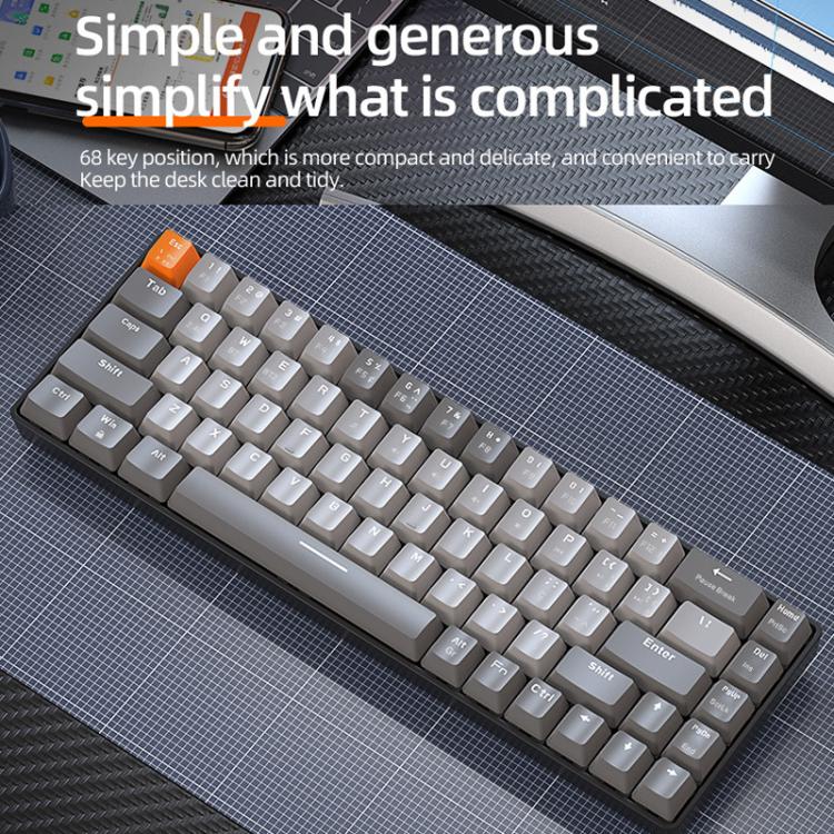 Teclado mecánico portugués ZIYOULANG K68 con Bluetooth y conexión por cable.