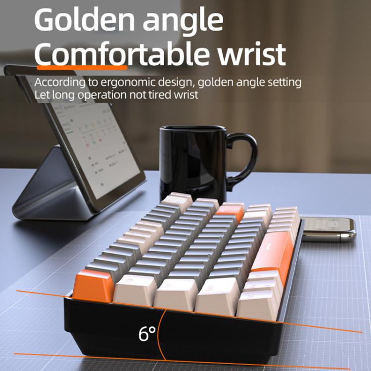 Teclado mecánico portugués ZIYOULANG K68 con Bluetooth y conexión por cable.
