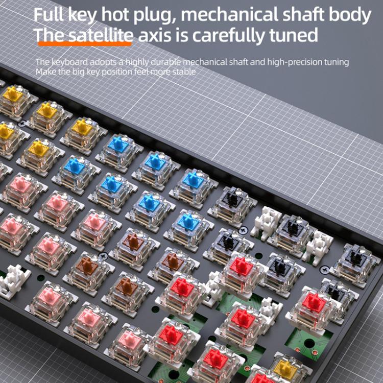 Teclado mecánico portugués ZIYOULANG K68 con Bluetooth y conexión por cable.