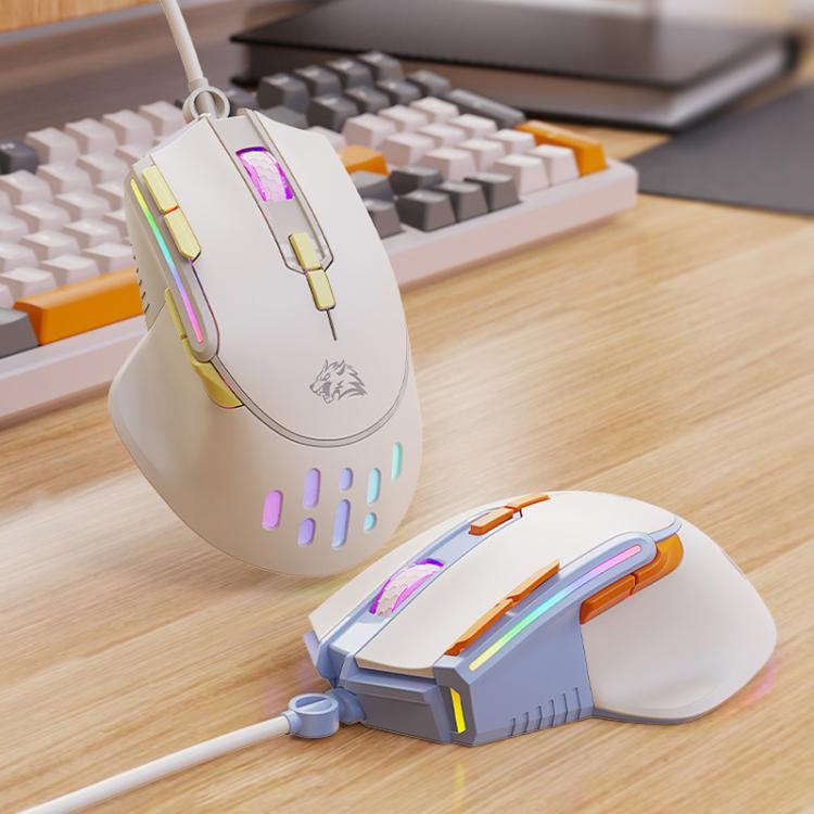 Ratón para juegos con cable ZIYOULANG M2 RGB iluminado, 1,6 m, 12800 DPI, programable con macros.