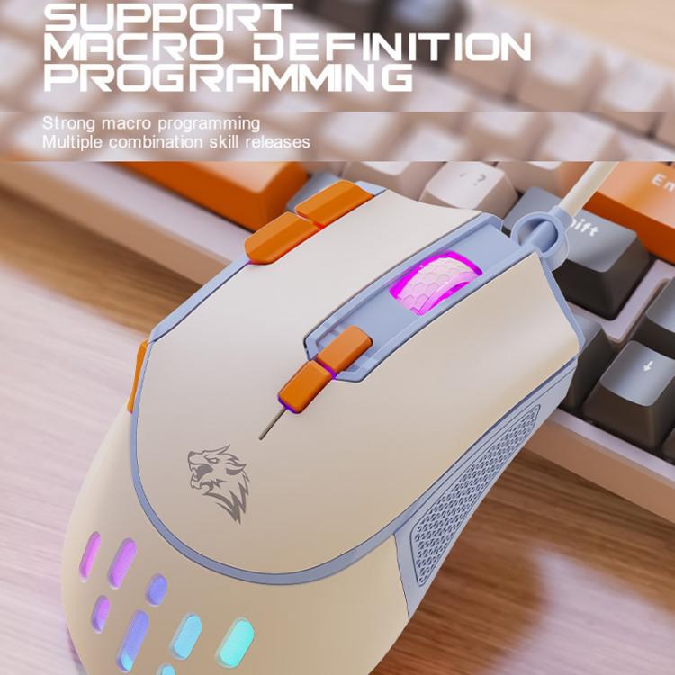 Ratón para juegos con cable ZIYOULANG M2 RGB iluminado, 1,6 m, 12800 DPI, programable con macros.