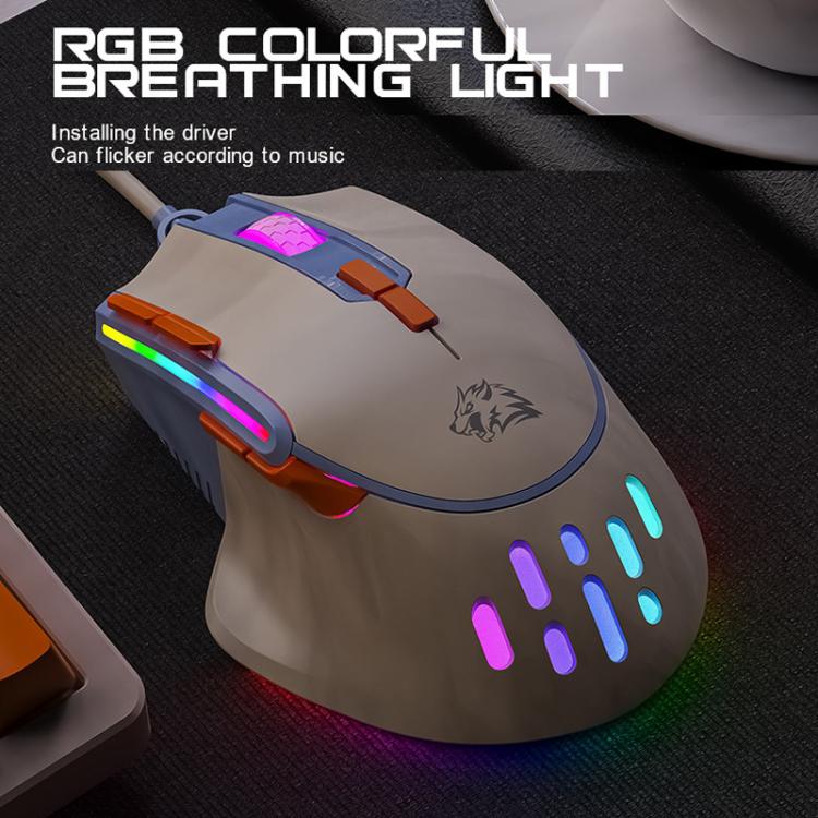 Ratón para juegos con cable ZIYOULANG M2 RGB iluminado, 1,6 m, 12800 DPI, programable con macros.