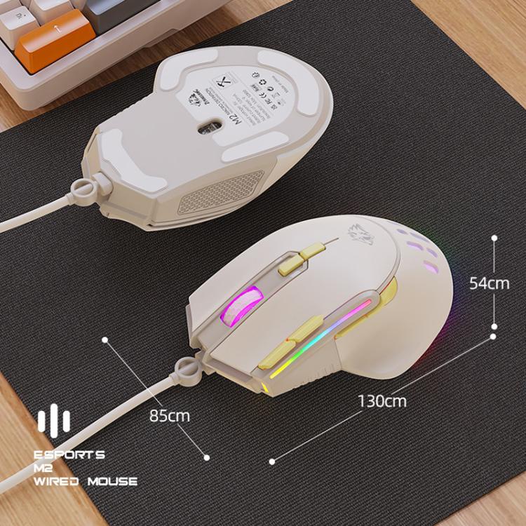 Ratón para juegos con cable ZIYOULANG M2 RGB iluminado, 1,6 m, 12800 DPI, programable con macros.