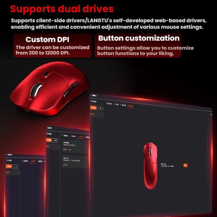 Ratón inalámbrico Bluetooth LANGTU M8 de triple modo, ligero para juegos.