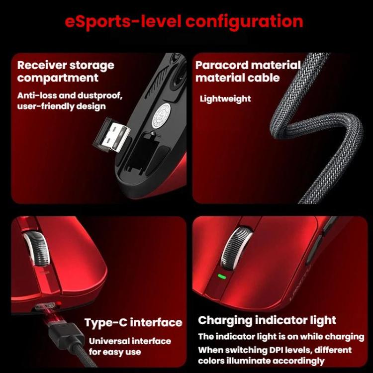 Ratón inalámbrico Bluetooth LANGTU M8 de triple modo, ligero para juegos.