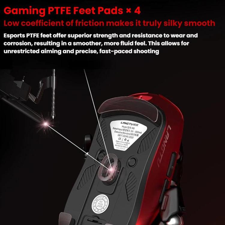 Ratón inalámbrico Bluetooth LANGTU M8 de triple modo, ligero para juegos.