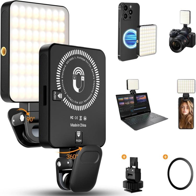 Luz LED magnética para selfies con 128 LEDs, luz de relleno LED para videoconferencias, transmisiones en vivo, cámaras, teléfonos y computadoras portátiles.