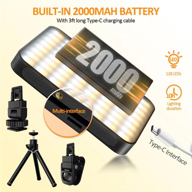 Luz LED magnética para selfies con 128 LEDs, luz de relleno LED para videoconferencias, transmisiones en vivo, cámaras, teléfonos y computadoras portátiles.