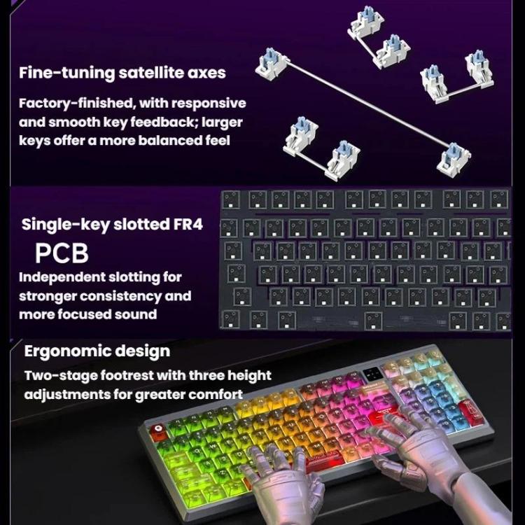Teclado mecánico LANGTU T98 con Bluetooth, inalámbrico y con cable, triple modo, con teclas intercambiables en caliente y tecnología N-Key Rollover completa., Nitro Player Blue Switch 5000mAh, Nitro Player Red Switch 5000mAh                            ...