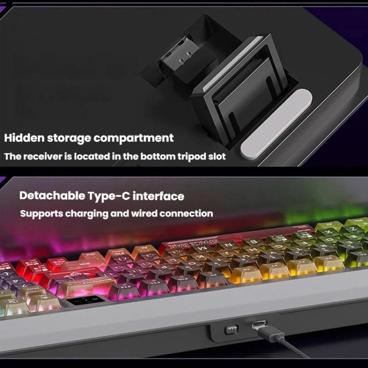 Teclado mecánico LANGTU T98 con Bluetooth, inalámbrico y con cable, triple modo, con teclas intercambiables en caliente y tecnología N-Key Rollover completa., Nitro Player Blue Switch 5000mAh, Nitro Player Red Switch 5000mAh                            ...