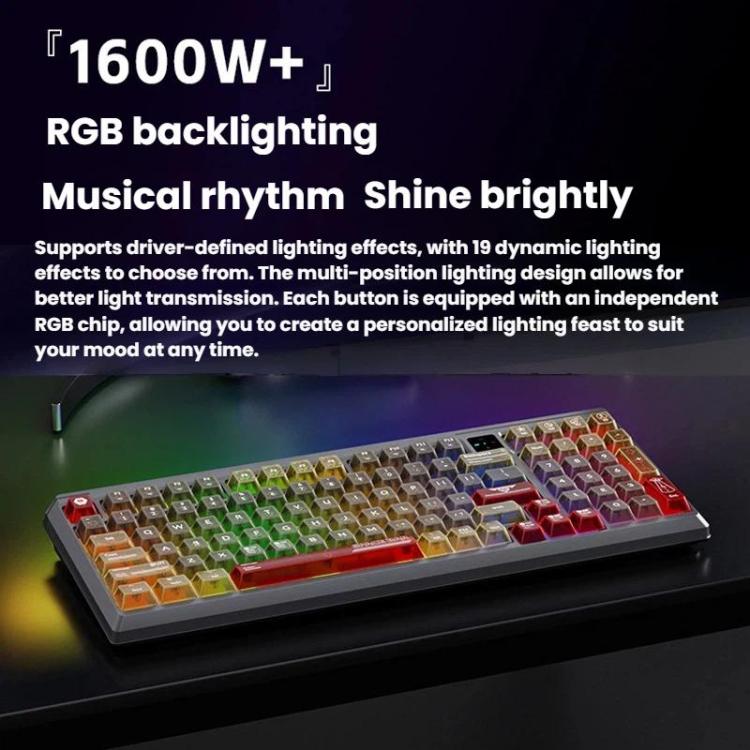 Teclado mecánico LANGTU T98 con Bluetooth, inalámbrico y con cable, triple modo, con teclas intercambiables en caliente y tecnología N-Key Rollover completa., Nitro Player Blue Switch 5000mAh, Nitro Player Red Switch 5000mAh                            ...