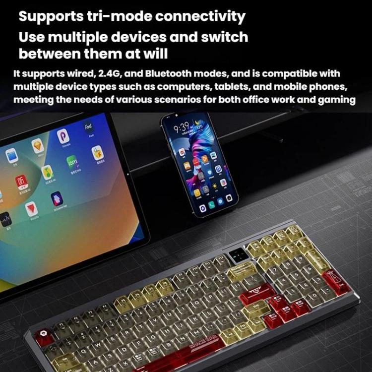 Teclado mecánico LANGTU T98 con Bluetooth, inalámbrico y con cable, triple modo, con teclas intercambiables en caliente y tecnología N-Key Rollover completa., Nitro Player Blue Switch 5000mAh, Nitro Player Red Switch 5000mAh                            ...