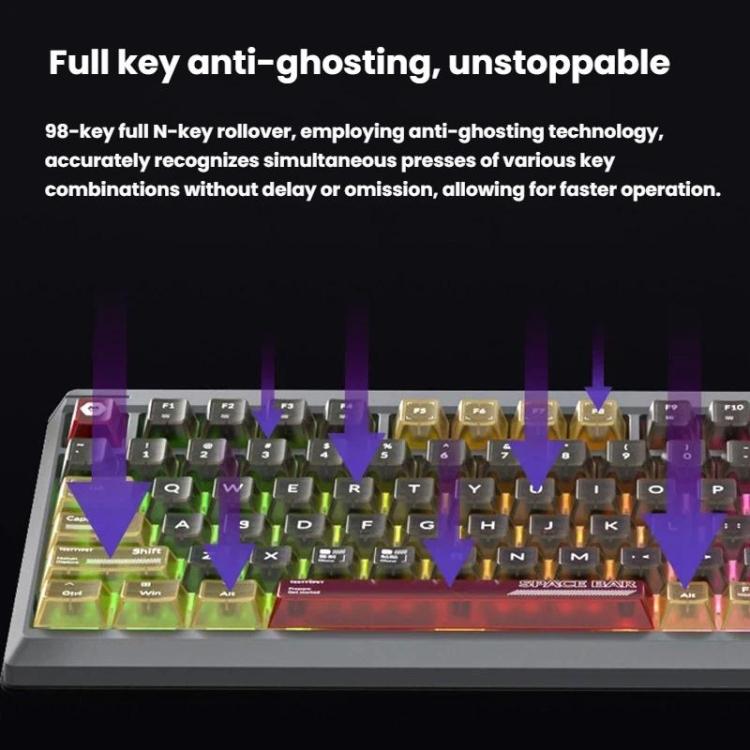 Teclado mecánico LANGTU T98 con Bluetooth, inalámbrico y con cable, triple modo, con teclas intercambiables en caliente y tecnología N-Key Rollover completa., Nitro Player Blue Switch 5000mAh, Nitro Player Red Switch 5000mAh                            ...