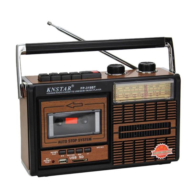 KNSTAR FP-319BT Radio portátil Bluetooth FM/AM/SW1-2 con reproductor de casetes de alto volumen con tarjeta insertable, EU