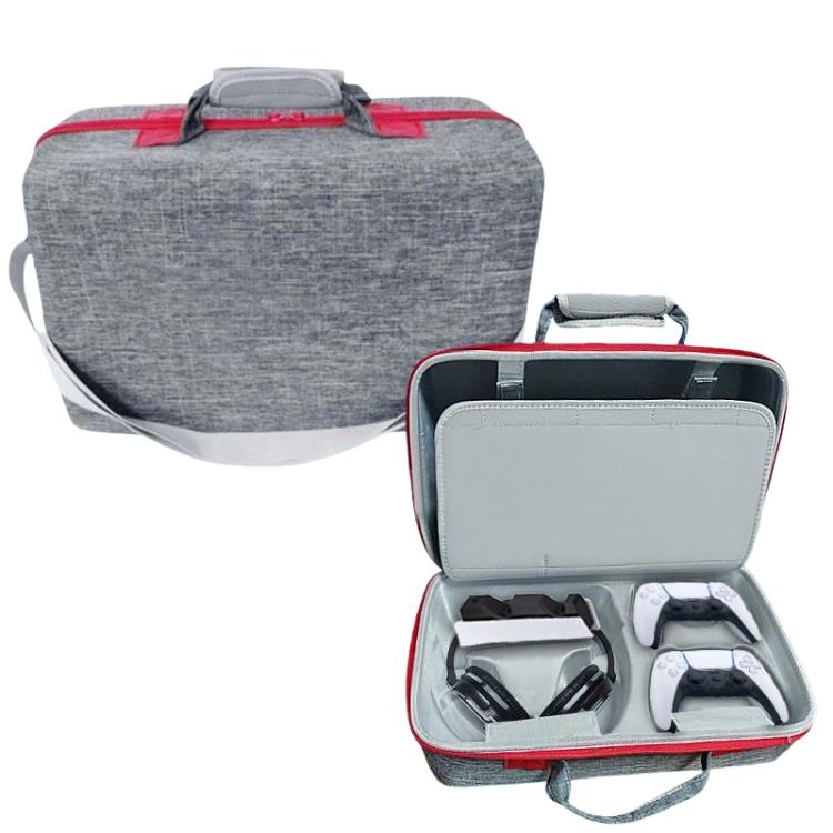 Funda de transporte para consola PS5 Slim y accesorios con compartimento para auriculares y bolsa de almacenamiento de doble capa.