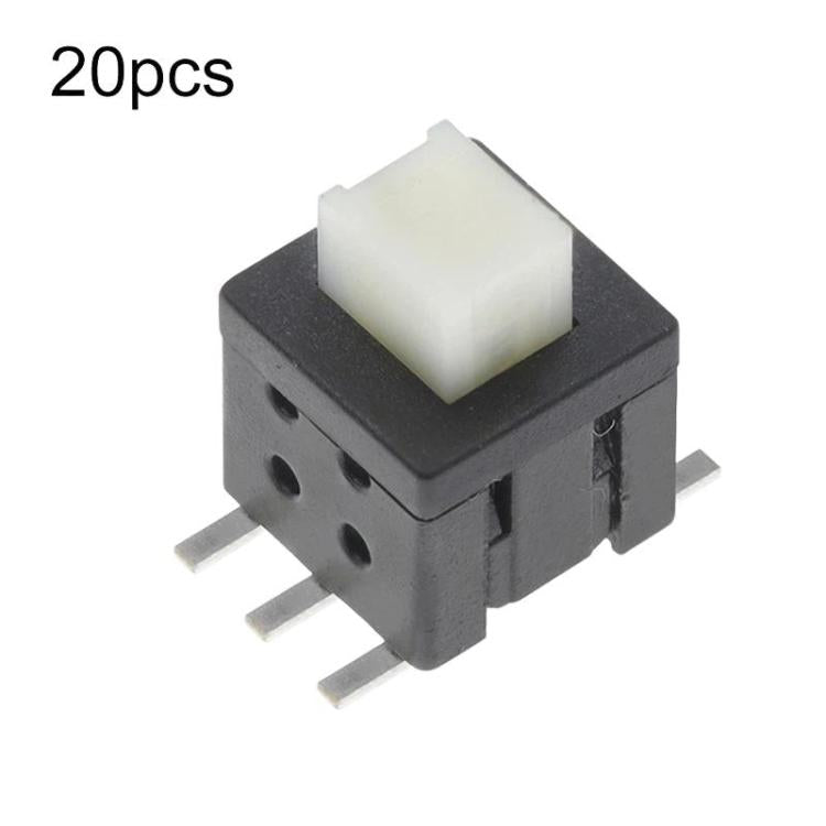 20 unidades de interruptor táctil de 5,8 x 5,8 mm con cabeza plana, doble fila y botón de encendido de 6 pines., Latching, Non-Latching
