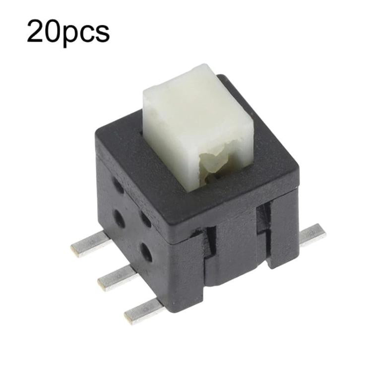 20 unidades de interruptor táctil de 5,8 x 5,8 mm con cabeza plana, doble fila y botón de encendido de 6 pines., Latching, Non-Latching