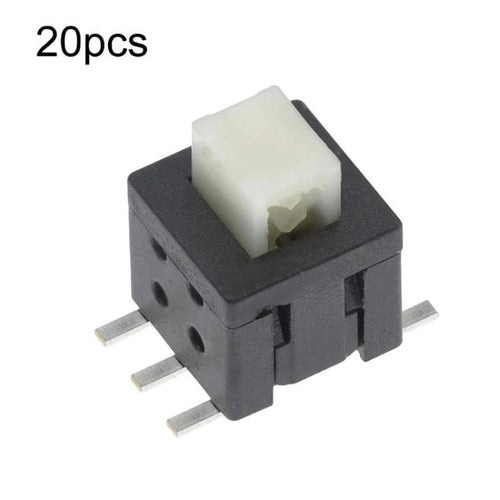 20 unidades de interruptor táctil de 5,8 x 5,8 mm con cabeza plana, doble fila y botón de encendido de 6 pines., Latching, Non-Latching