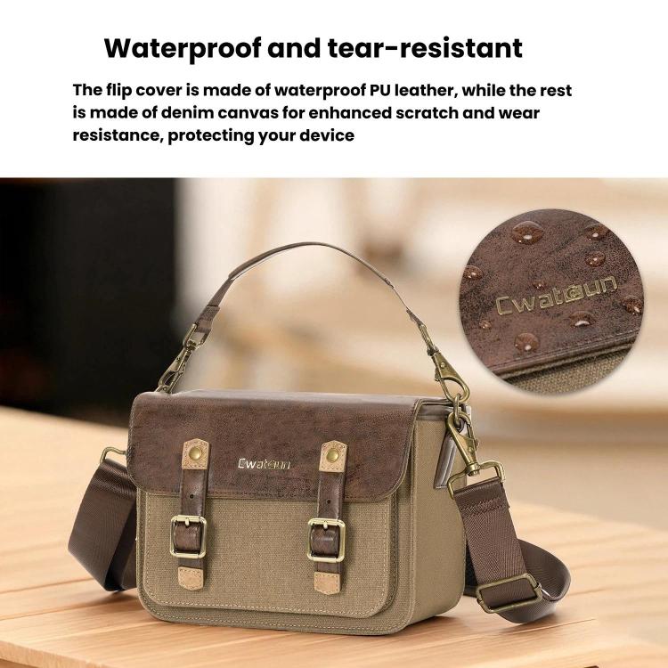 Bolso de lona informal para cámara sin espejo/DSLR Cwatcun D181 Retro de un solo hombro., Small Brown, Medium Brown