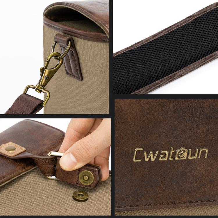 Bolso de lona informal para cámara sin espejo/DSLR Cwatcun D181 Retro de un solo hombro., Small Brown, Medium Brown