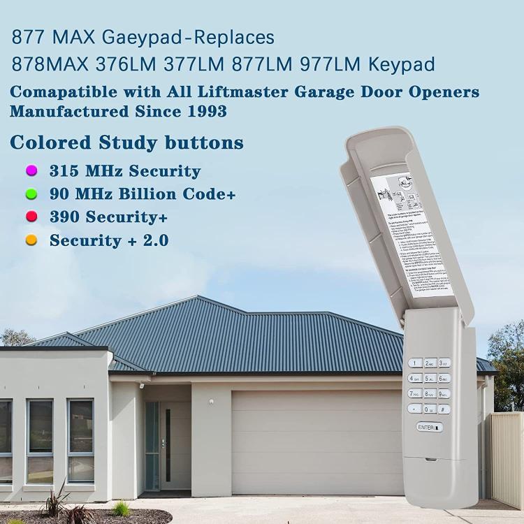 Para el abridor inalámbrico de teclado de puerta de garaje Liftmaster 877MAX