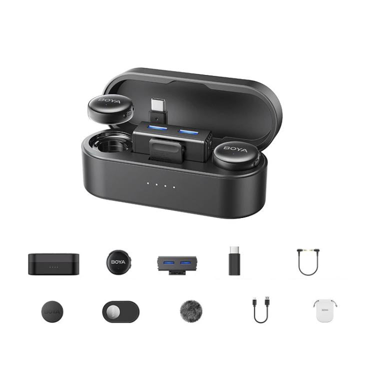 Micrófono de solapa inalámbrico con botón, reducción de ruido por IA y calidad de sonido Hi-Fi. Micrófono para transmisiones en vivo desde dispositivos móviles., BOYA LINK3-02 Type-C, BOYA LINK3-01 Type-C+8 Pin