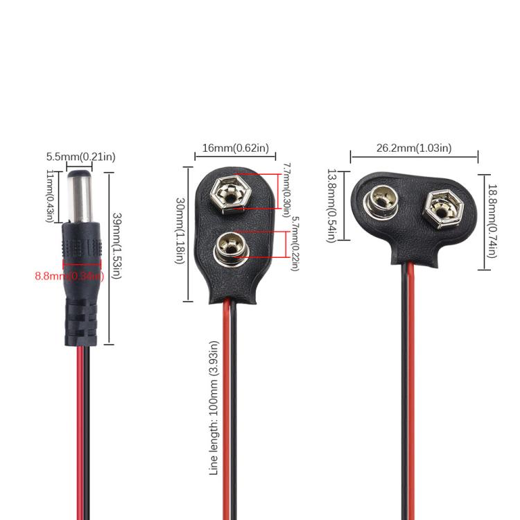 10 pinzas para batería de 9V con cables y estuche para batería, Type I Hard Buckle, Type I, Type T, Type I With DC Plug, Type T With DC Plug