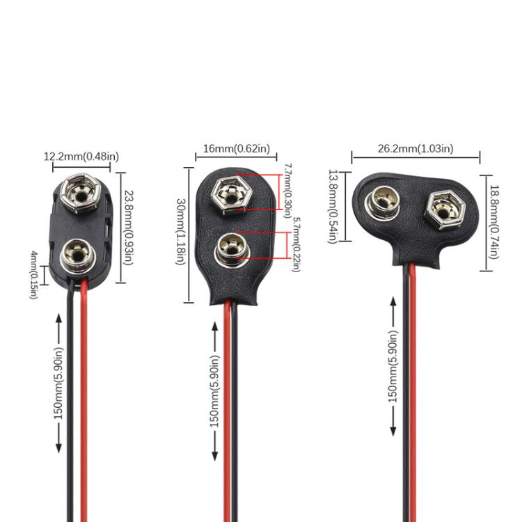 10 pinzas para batería de 9V con cables y estuche para batería, Type I Hard Buckle, Type I, Type T, Type I With DC Plug, Type T With DC Plug