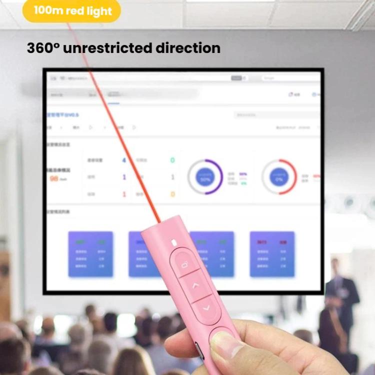 Mando a distancia recargable con puntero láser rojo para presentaciones, alcance inalámbrico de 100 m y receptor USB magnético.