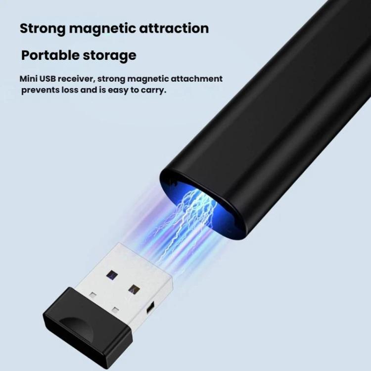 Mando a distancia recargable con puntero láser rojo para presentaciones, alcance inalámbrico de 100 m y receptor USB magnético.