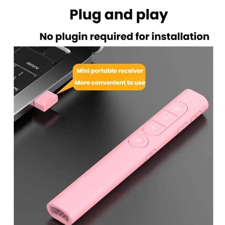 Mando a distancia recargable con puntero láser rojo para presentaciones, alcance inalámbrico de 100 m y receptor USB magnético.