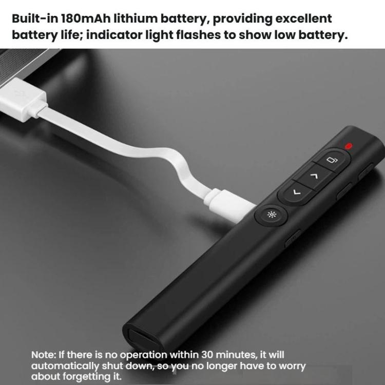 Mando a distancia recargable con puntero láser rojo para presentaciones, alcance inalámbrico de 100 m y receptor USB magnético.