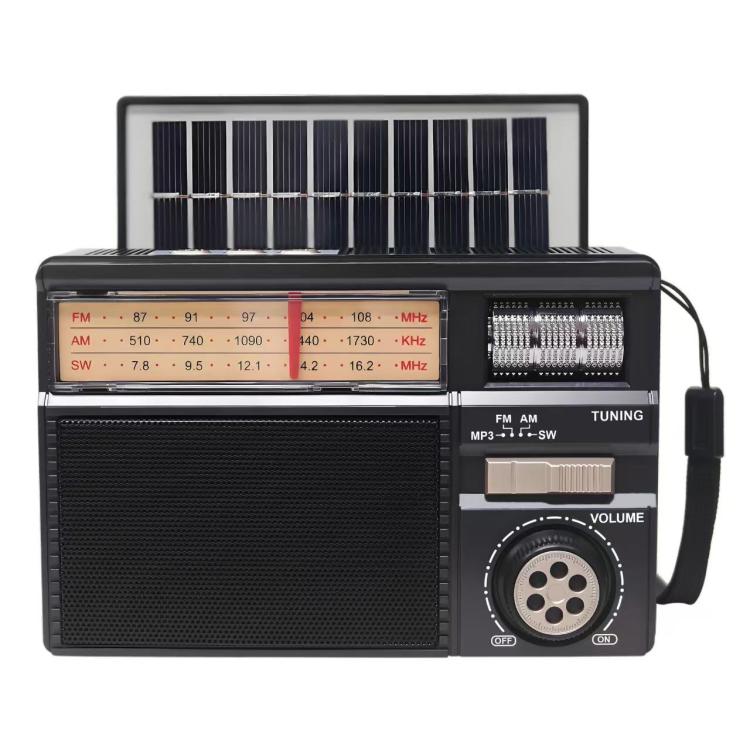 Altavoz Bluetooth portátil MD-979S con alimentación solar, antena exterior multifunción y radio.