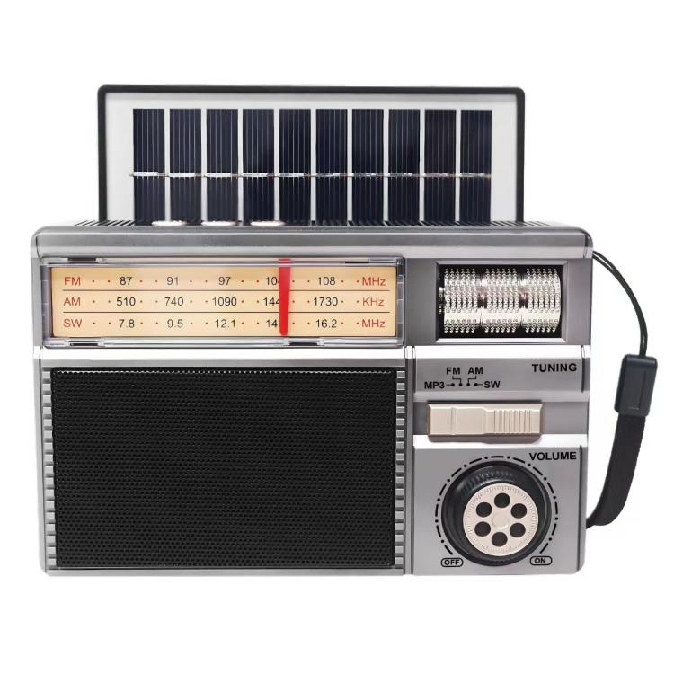 Altavoz Bluetooth portátil MD-979S con alimentación solar, antena exterior multifunción y radio.