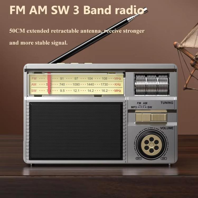 Altavoz Bluetooth portátil MD-979S con alimentación solar, antena exterior multifunción y radio.