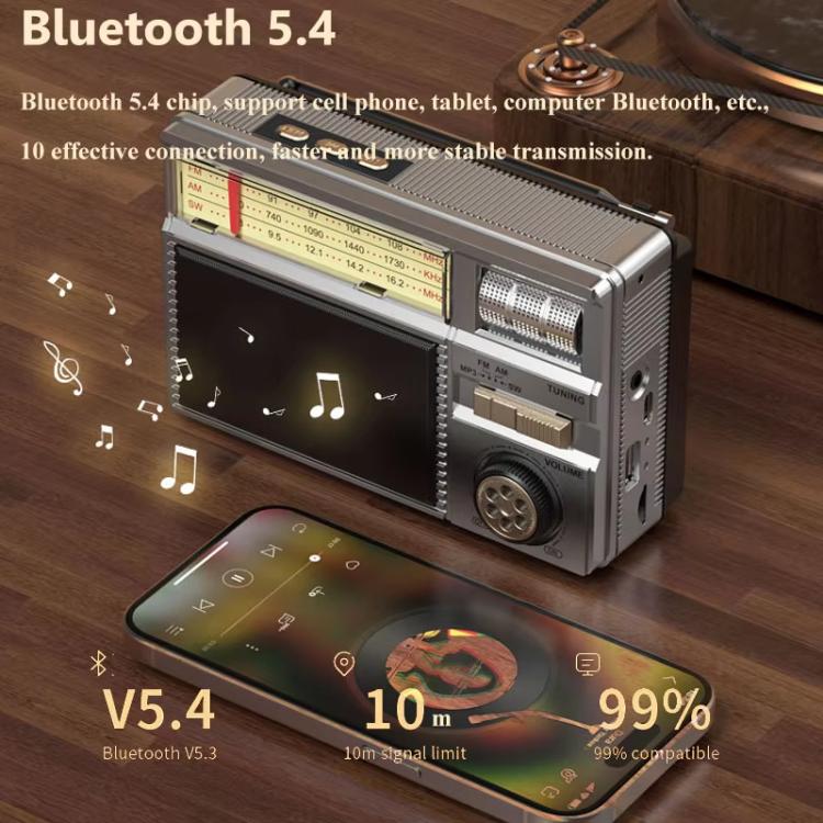 Altavoz Bluetooth portátil MD-979S con alimentación solar, antena exterior multifunción y radio.