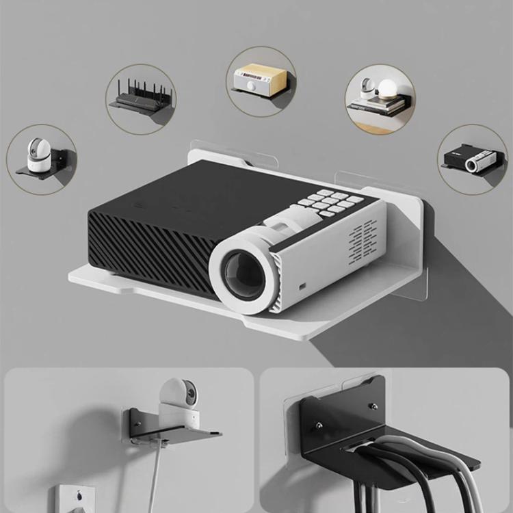 Estante organizador de pared sin perforaciones, de acero al carbono, para proyector, cámara, router, decodificador de TV con diseño de orificio para cables., Small Black, Medium Black, Large Black, Small White, Medium White, Large White