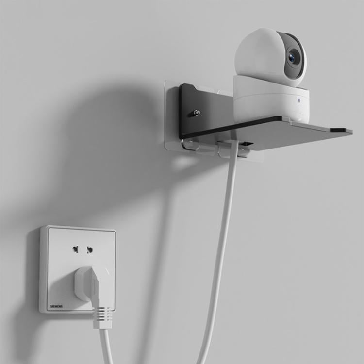 Estante organizador de pared sin perforaciones, de acero al carbono, para proyector, cámara, router, decodificador de TV con diseño de orificio para cables., Small Black, Medium Black, Large Black, Small White, Medium White, Large White