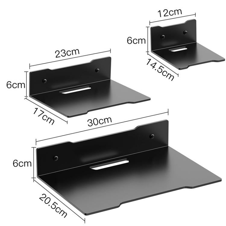 Estante organizador de pared sin perforaciones, de acero al carbono, para proyector, cámara, router, decodificador de TV con diseño de orificio para cables., Small Black, Medium Black, Large Black, Small White, Medium White, Large White