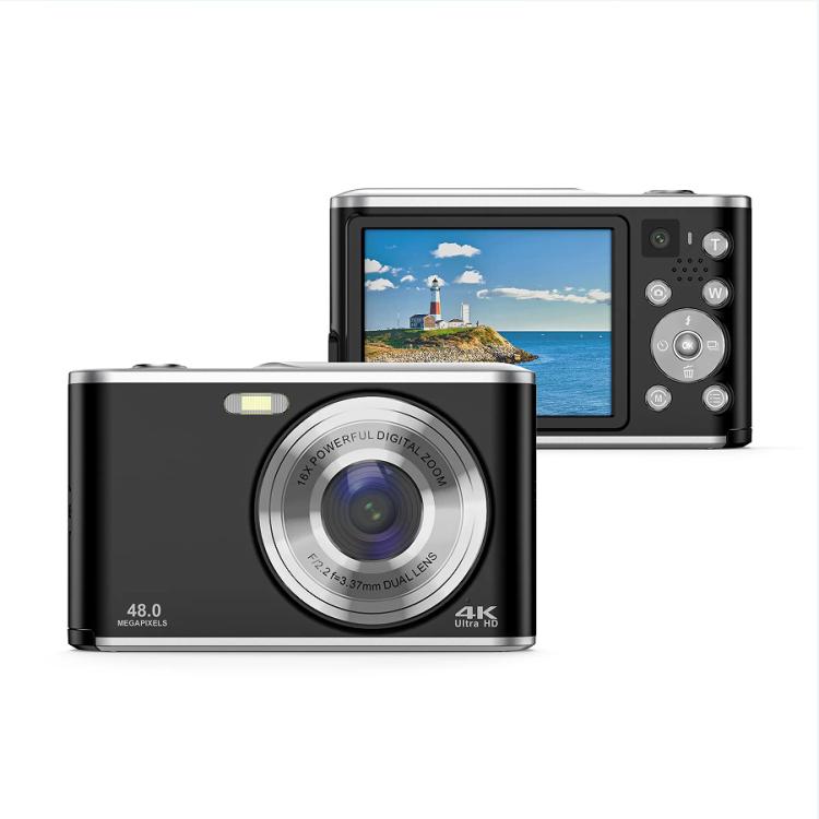 Cámara digital HD 4K de doble lente para selfies, portátil, con sensor CCD tipo tarjeta, ideal para estudiantes., Black, White, Black+32G Memory Card, White+32G Memory Card