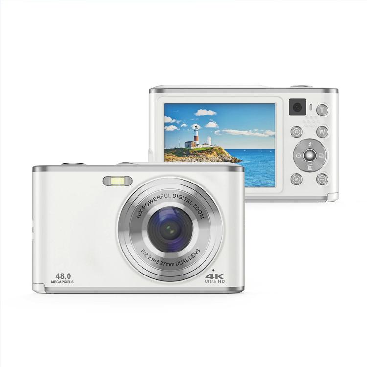 Cámara digital HD 4K de doble lente para selfies, portátil, con sensor CCD tipo tarjeta, ideal para estudiantes., Black, White, Black+32G Memory Card, White+32G Memory Card